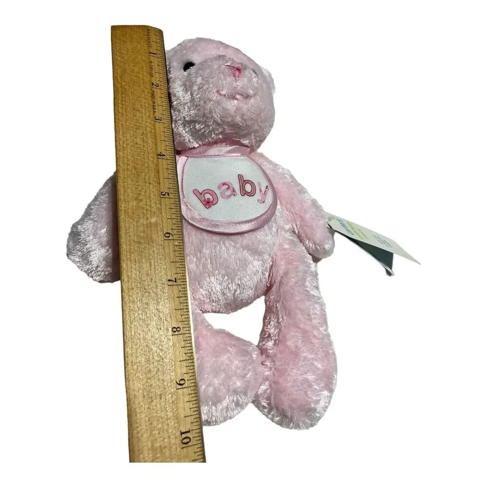 NWT Carters Pink Baby Girl Teddy Bear with Bib Plush Stuffed Animal New